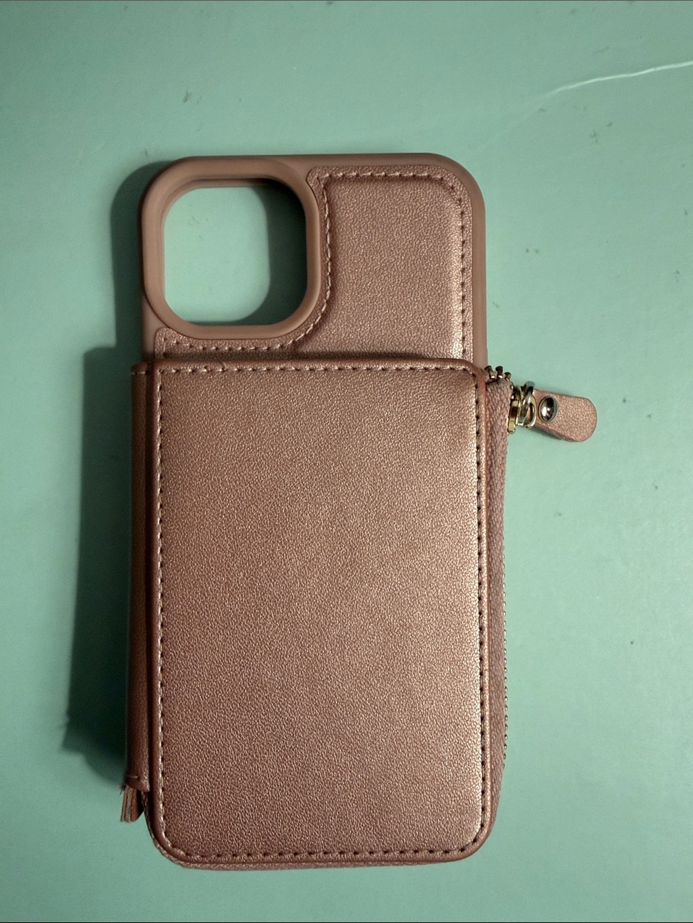 Pink Wallet Phone Case with Zipper Card Pocket